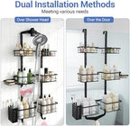 Extra Large Shower Caddy Hanging, Rust-Resistant Shower Organizer Hanging, 3 Tier Height-Adjustable Over the Head Caddy, Rack with Soap Basket (Black) - Image 3