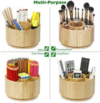 Bamboo Rotating Pencil Holder for Desk,Pen Holder with 7 Compartments - Image 3