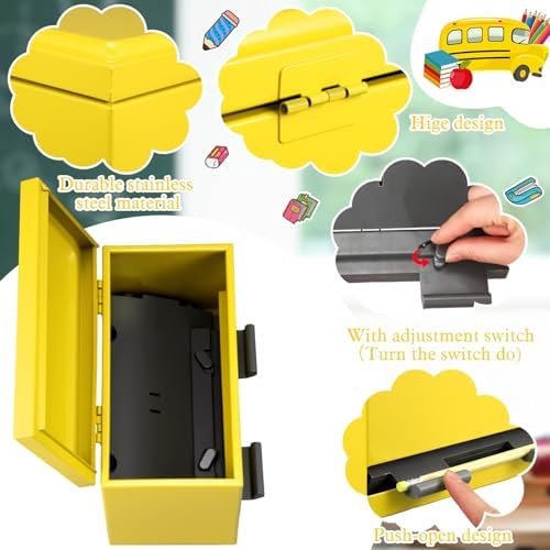 Mifoci 8 Pcs Pencil Dispenser for Classroom Stainless Steel, Yellow - Image 3
