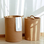 72L Cotton Woven Laundry Hamper,Laundry Basket for Blankets,Pillows,Toys,Shoes Tall Clothes Hamper Light Brown 22''H 16''D - Image 5