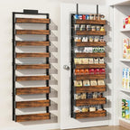 Over the Door Pantry Organizer: Pantry Organization and Storage with Hanging Basket - 9-Tier Metal Spice Rack Adjustable Shelves for Kitchen Bedroom Bathroom & Laundry Room Black by Unknown