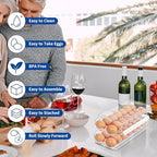 MesRosa Egg Holder for Fridge, Automatic Rolling Egg Organizer -3 Layer - Image 6