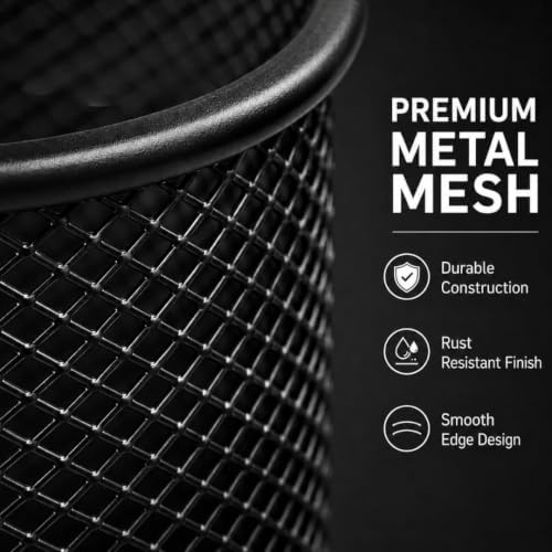Idika Metal Mesh Pencil Holder Round Pen Cups for Desk Organizer, Classroom & Office Supplies, Makeup Brush Holder (2) - Image 5