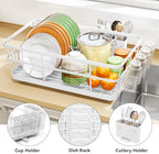 TOOLF Dish Drying Rack for Kitchen Counter,12.4''W x 16.5''L x 7.2'', White - Image 5