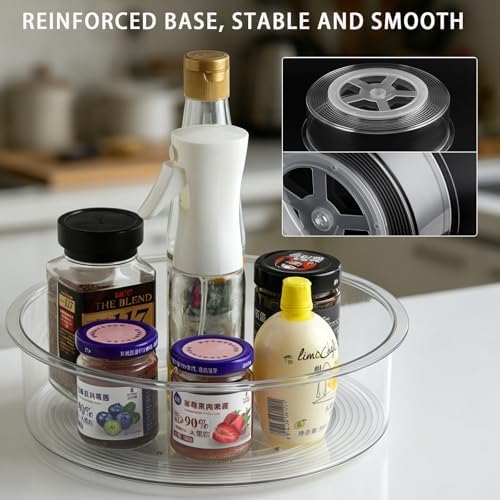 Lazy Susan Organizer 10in+12in 2Pcs Clear Rotating Tray 360° Turntable for Pantry Fridge Cabinet Kitchen Bathroom Storage，Spice Organization，Kitchen Condiment Organizer - Image 7