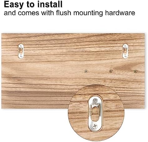 Lwenki Mail Organizer for Wall Mount – Key Holder with Shelf Includes Letter Holder and Hooks for Coats, Dog Leashes – Rustic Wood with Flush Mounting Hardware (16.5” x 8.7” x 3.5”) (Wood) - Image 5