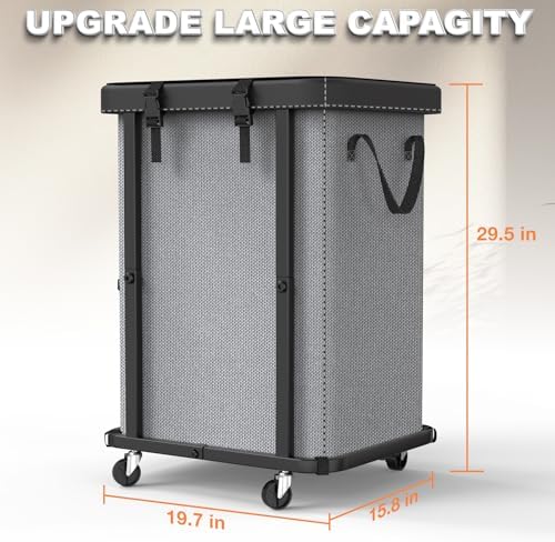 Laundry Basket with Wheels,150L (40 Gal) Rolling Hamper Carts - Gary - Image 6