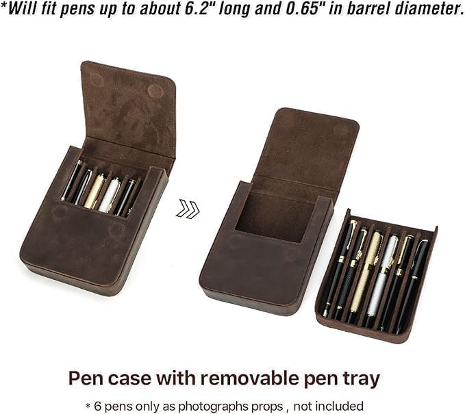 Leather Fountain Pen Case Collector Organizer,Pencil Case Handmade Pen Protective Sleeve (Magnetic 6 slots) - Image 7