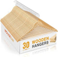 HOUSE DAY Slim Wooden Hangers 30 Pack, Solid Wood Hanger with Non Slip Shoulder Notches & Pant Bar, Smooth Finish Wood Clothes Hangers for Shirts, Suits, Jackets, Natural by HOUSEDAY