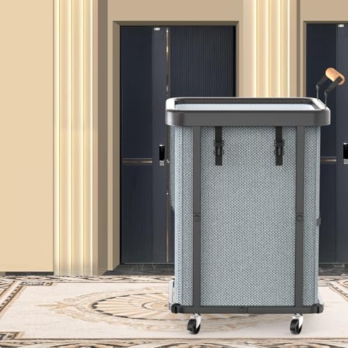 150L Laundry Basket with Wheels,Rolling Basket Hamper with Lid&Handle Gray - Image 7