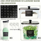 4+3 Pack Laundry Pods Containers & Dryer Sheet Holder & Laundry Detergent Dispenser, Laundry Room Organization and Storage Jars with Lids, Labels and Scoops for Scent Booster, Powder, Pods - Image 2