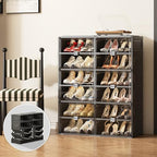 Vipbox Black Shoe Rack Organizer Cabinet for Closet Entryway,Clear Shoe Storage Boxes Stackable Sneaker Storage with Door Easy Assembly Shoe Cabinet with Lids Large 6 Tiers 24 Pairs by Unknown