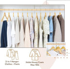 Wooden Hangers, 20 Pack Wood Hangers with Extra Smooth Finish, Precisely Cut Notches and Chrome Swivel Hook, Wooden Clothes Hangers for Shirt Suit Jacket Dress - Image 3