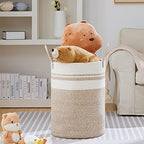 VIPOSCO 100L Extra Large Woven Laundry Basket Hamper, Brown White - Image 2