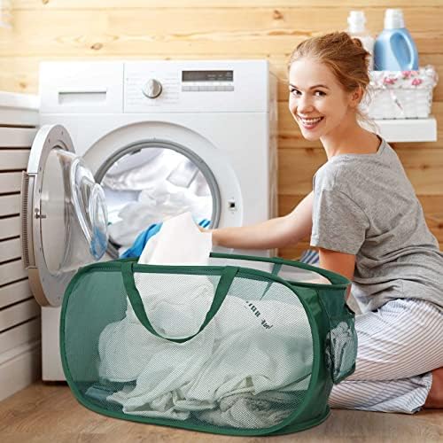 6 Pcs Durable Collapsible Laundry Baskets, Foldable Laundry Basket Large Opening, Pop Up Laundry Hamper with Pocket, Clothes Hamper with Handles for Laundry, Bathroom, Kids Room, Dorm or Trave - Image 2