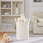 VIPOSCO 72L Tall Woven Rope Laundry Hamper, Leather Handles, White - Image 2