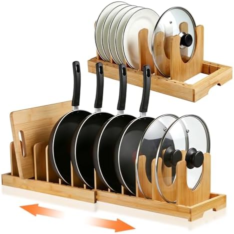 Bamboo Pots and Pans Organizer under Cabinet by MISTOD