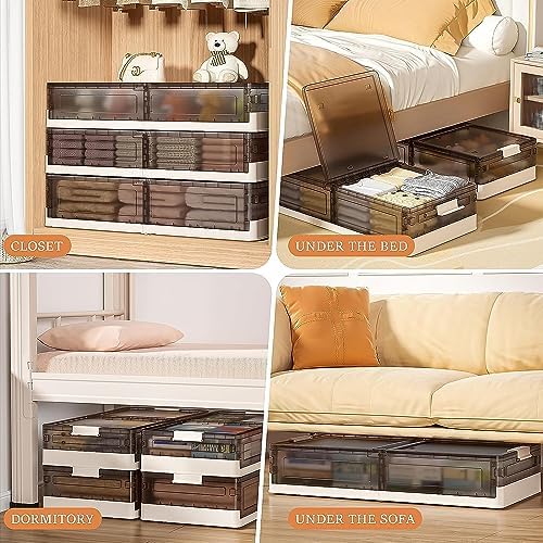 Under Bed Storage Containers - 2Pack, Stackable Under Bed Rolling Storage Plastic Containers, 13.5Gal Storage Bins with Wheels, Multi-purpose Storage Bins with Lids for Clothes, Shoes, And Duvets - Image 5