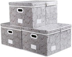 PRANDOM Jumbo Collapsible Storage Boxes with Lids Fabric Decorative Storage Bins Cubes Organizer Baskets with Cover Handles Divider for Bedroom Closet Living Room 23.2x15.7x11.8 Inch 3 Pack by Prandom