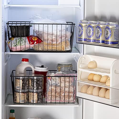 4 Pack Freezer Organizer Bins - Stand up Freezer Organizers for 16 Cu.Ft Upright Freezer, Easily Get Food Improve Air Circulation, Wire Storage Baskets, Black - Image 6