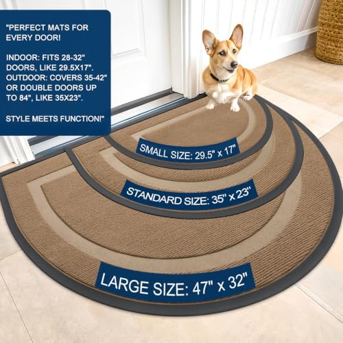 OLANLY Half Circle Front Door Mat Outside 71x47 All-Season Rubber Doormat - Image 2