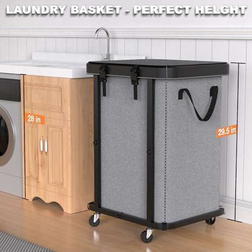 Laundry Basket with Wheels,150L (40 Gal) Rolling Hamper Carts - Gary - Image 4