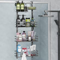 Orimade Over The Door Shower Caddy Adjustable 4 Tier Dark Grey,Bathroom Hanging Organizer Shelf Rustproof with 4 Hooks,Shower Basket with Soap Holder and Suction Cup by Orimade