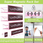 Magnetic Spice Rack for Refrigerator, 9 Pack Magnetic Fridge Shelves W/Adjustable Paper Towel Holder, Hook Rack, Moveable Spice Organizer Shelf for Kitchen Organization and Storage (Pink) - Image 3