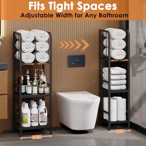 3-Tier Expandable Towel Racks for Bathroom, Narrow Towel Rack - Image 2
