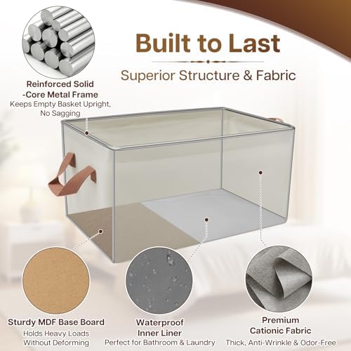 15-Inch Long Fabric Storage Bins 6 Pack for Shelves with Handles - Image 3
