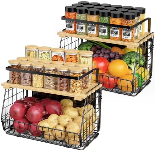 2 Pack Magnetic Shelf for Fridge, Fruit Potato Onion Storage Bins by GGIU
