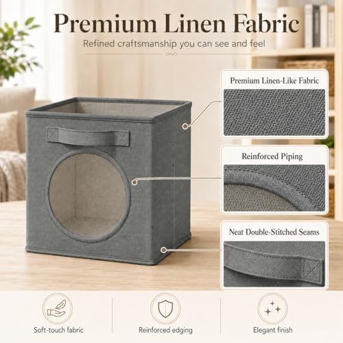Storage Cubes with Mesh Window, 13'' Cube Storage Bin, Dark Gray, 4 Pack - Image 2