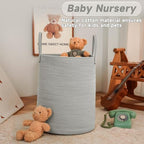 JMvicyroam 100L Cotton Rope Laundry Basket Hamper, Grey - Image 2