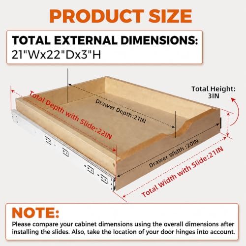 Pull Out Drawers for Cabinet Wood 21" W x 22" D Slide Out Organizer - Image 2