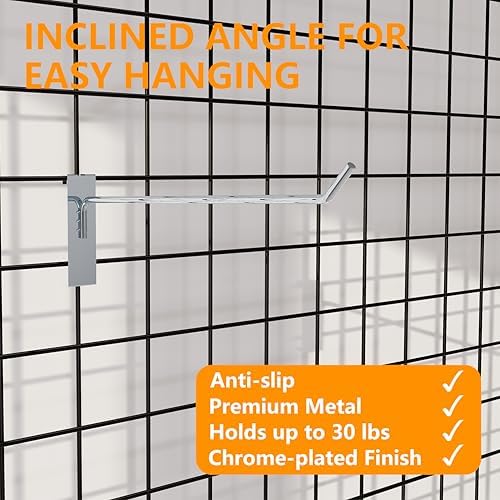 Grid Wall Hooks 4 Inch, Chrome, 50 Pack Gridwall Panel Hooks - Image 3