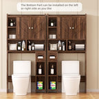 Shintenchi Over the Toilet Storage Cabinet, Bathroom Storage Cabient with Barn Doors, Bathroom Storage Shelf Organizer with Toilet Paper Holder, Adjustable Shelf and Anti-Tip Device, Walnut - Image 4