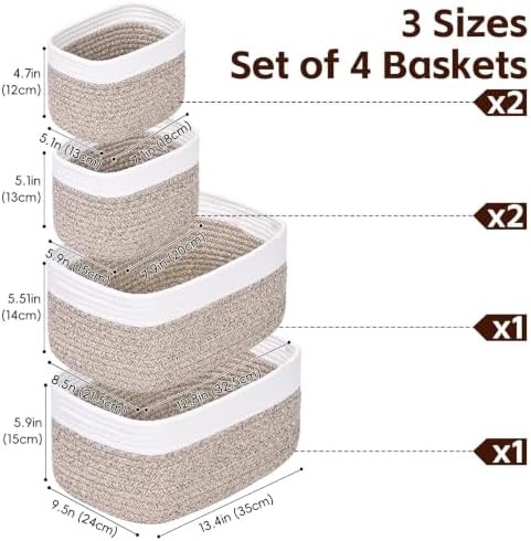 6 Pack Storage Baskets for Shelves, Cotton Rope Small Storage Bins - Image 4
