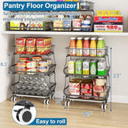 OKZEST 3-Tier Rolling Pantry Floor Organizers and Storage Cart with Wheels - Image 2