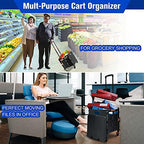Quick Utility Cart Folding Portable Rolling Crate Handcart with Durable Heavy Duty Plastic Telescoping Handle Collapsible 4 Rotate Wheels for Travel Shopping Moving Luggage Office Use (Black&red lid) - Image 6