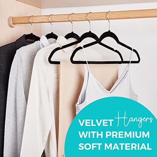 HOUSE DAY Premium Velvet Hangers, Non-Slip Flocked Felt, Sturdy Coat & Suit Hangers for Closet Space Saving (100 Pack, Black) - Image 2