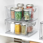 iDesign Stackable Open-Front Storage Bins with Handles, Set of 4, Clear - Image 3