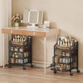HapiRm Rolling Makeup Organizer Cart- Under Desk Vanity Storage with 3 Drawers, Floor Nail Cart Skincare Organizers Cosmetics Display Cases for Nail Polish Perfume Makeup Brush Hair Tool, Black by HapiRm