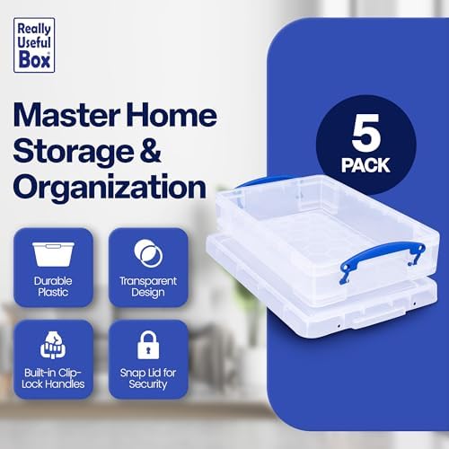 Really Useful Box Stackable Box, Clear (5 Pack) - Image 2