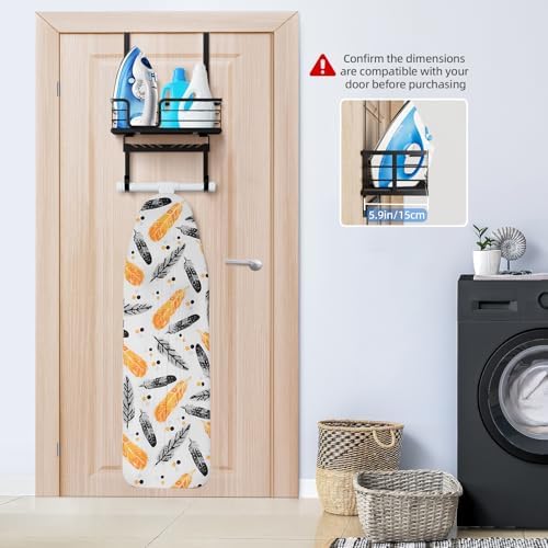 TJ.MOREE Over the Door/Wall Mount Ironing Board Hanger, Laundry Room Iron and Ironing Board Caddy Storage for Water Mister, Fabric Sprays, Laundry Detergent - Image 2