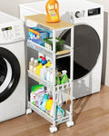 4-Tier Slim Utility Rolling Laundry Cart with Wheels, White by TIPGO
