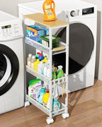 4-Tier Slim Utility Rolling Laundry Cart with Wheels, White by TIPGO