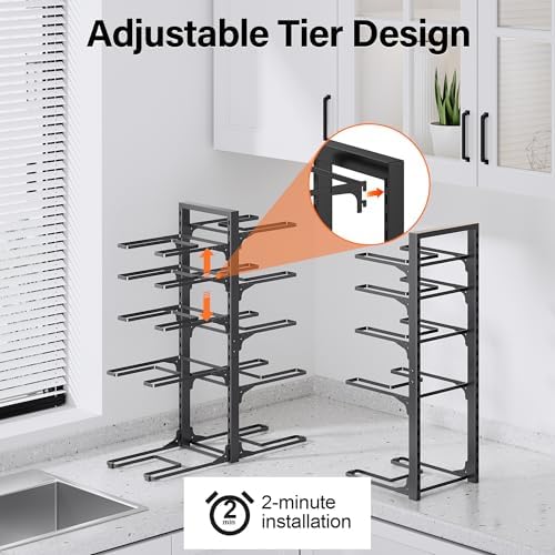 MUDEELA 10-Tier Pots and Pans Organizer under Cabinet, 23.62" H Heavy Duty - Image 6