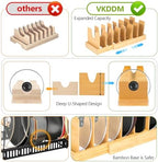 Expandable Bamboo Pot and Pan Organizer Under Cabinet, Holding Rack - Image 7