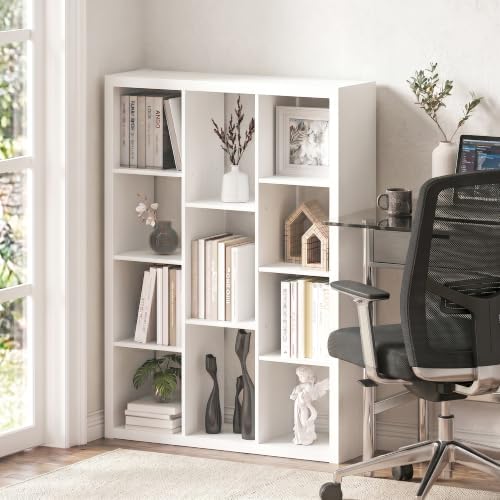 Furinno Viola 11-Cube Book Shelf, 1.2" Thick Frame, White - Image 2
