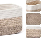 MiniArk Small Storage Baskets for Organizing | Closet Organizer Bins | Shelf Toy Basket | Woven Rope Baskets | Cube Decorative Box | Shallow Basket | 13x8.5x5.1” | 4 Packs Gradient Brown - Image 2